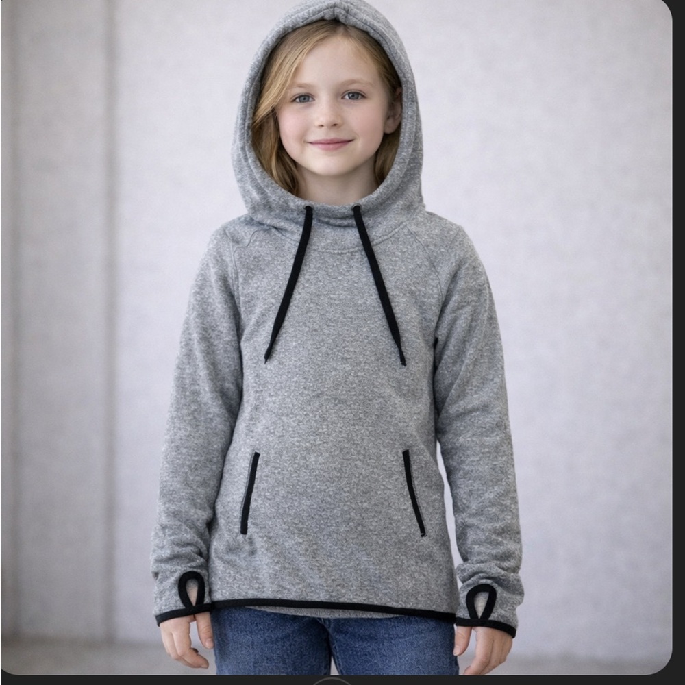 Danskin Now Gray Kids Hoodie Sweater with thumb holes and front pockets!
